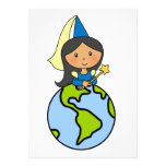 Cartoon Clip Art Cute Princess on Top of the World Custom Announcements