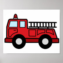 Cartoon Clip Art Firetruck Emergency Vehicle Truck Print