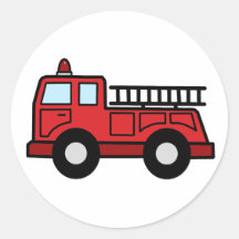 Cartoon Clip Art Firetruck Emergency Vehicle Truck Round Sticker