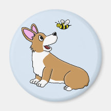Cartoon Corgi Bee Magnet