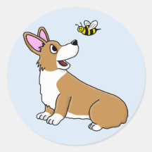 Cartoon Corgi Bee Stickers
