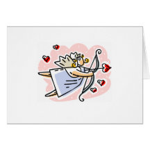 Cartoon Cupid With Bow Valentines Design Greeting Card