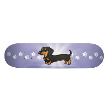 Cartoon Dachshund (smooth coat) Custom Skateboard