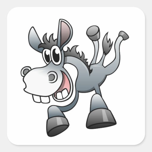 Cartoon Donkey Square Stickers