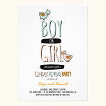 Cartoon Ducks Baby Boy Girl Gender Reveal Party invitations