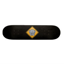 Cartoon Elephant Warning Sign Skateboard