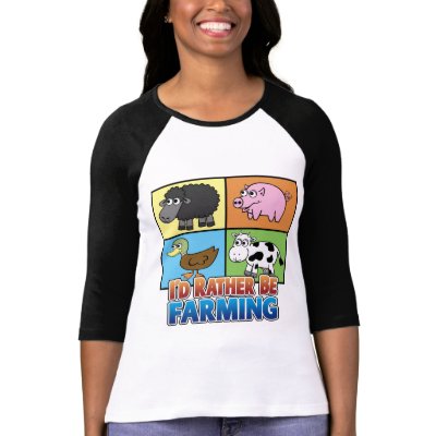 Cartoon Farm Animals - I'd rather be farming! T-shirt by MyRazzleDazzle