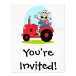 cartoon farmer riding a red tractor personalized invitations