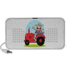 cartoon farmer riding a red tractor mp3 speaker