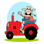 cartoon farmer riding a red tractor photo cutouts