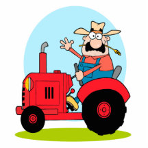 cartoon farmer riding a red tractor photo cutouts