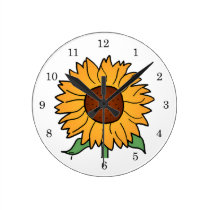 Cartoon Flowers, Summer Floral Sunflower wall clocks