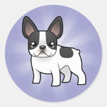 Cartoon French Bulldog Round Stickers