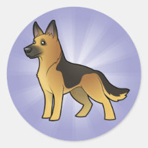 Cartoon German Shepherd Round Sticker