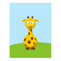 Cartoon Giraffe Postcard
