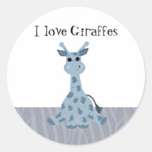 Cartoon Giraffe with Saying Round Sticker