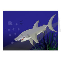 Cartoon Great White Shark Greeting Card