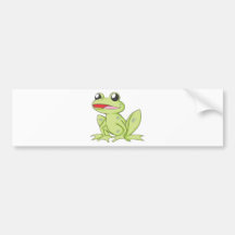 Cartoon Green Bull Frog Bumper Stickers