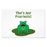 Cartoon green frog That's Just Frog-Tastic Photo Print