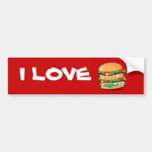 Cartoon Hamburger Bumper Sticker