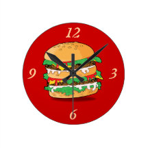 Cartoon Hamburger Round Clock
