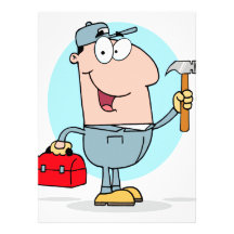 cartoon handyman construction worker character custom announcement