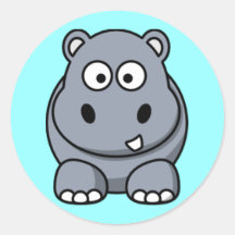 Cartoon Hippo Stickers