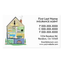Cartoon house insurance agent business cards