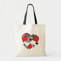 Cartoon I Love my Whippet Tote Bags
