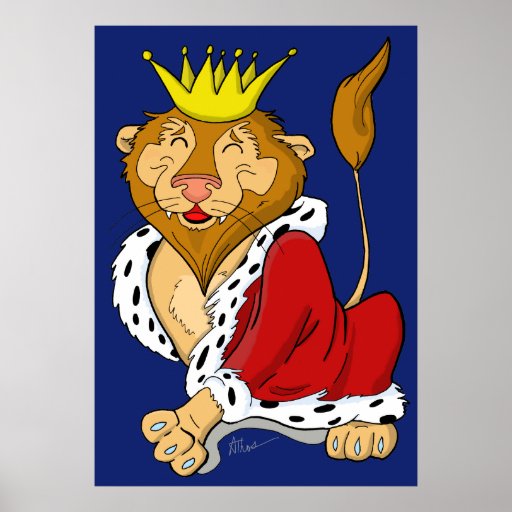 Cartoon King Lion Poster Print Zazzle