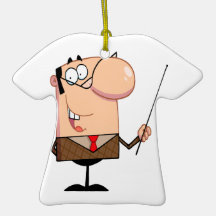 cartoon male teacher character christmas tree ornament