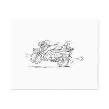 Cartoon Motorcycle Man Canvas Print
