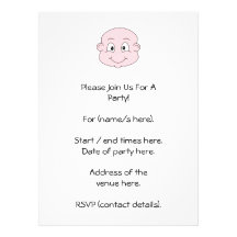 Cartoon of a cute baby, smiling. announcement