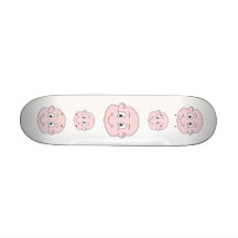 Cartoon of a cute baby, smiling. skateboard