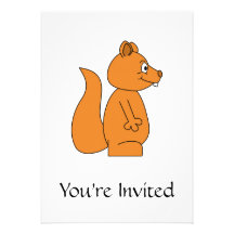 Cartoon of a Red Squirrel Custom Invites