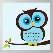 Cartoon Owl Children's Wall Art Posters