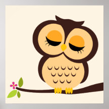 Cartoon Owl Children's Wall Art Posters