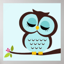 Cartoon Owl Children's Wall Art Print