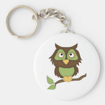 Cartoon Owl (green) Keychain