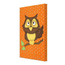 Cartoon Owl (tan) Gallery Wrap Canvas