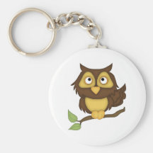 Cartoon Owl (tan) Keychain