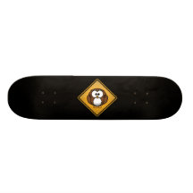 Cartoon Owl Warning Sign Skateboard Deck