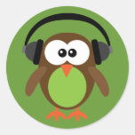 Cartoon Owl With Headphones Stickers