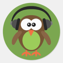 Cartoon Owl With Headphones Stickers