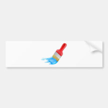Cartoon paint brush painting bumper stickers