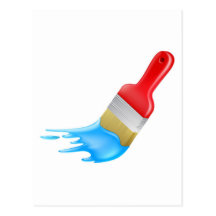 Cartoon paint brush painting post card