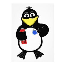 Cartoon penguin custom invitations