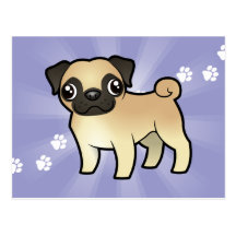 Cartoon Pug Postcard