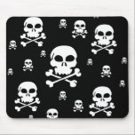 Cartoon Skulls Collage - Black & White mousepads