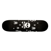 Cartoon Skulls Collage - Black & White Skate Board Decks